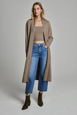 Organic cashmere cardigan with ribbed shawl collar image number 2