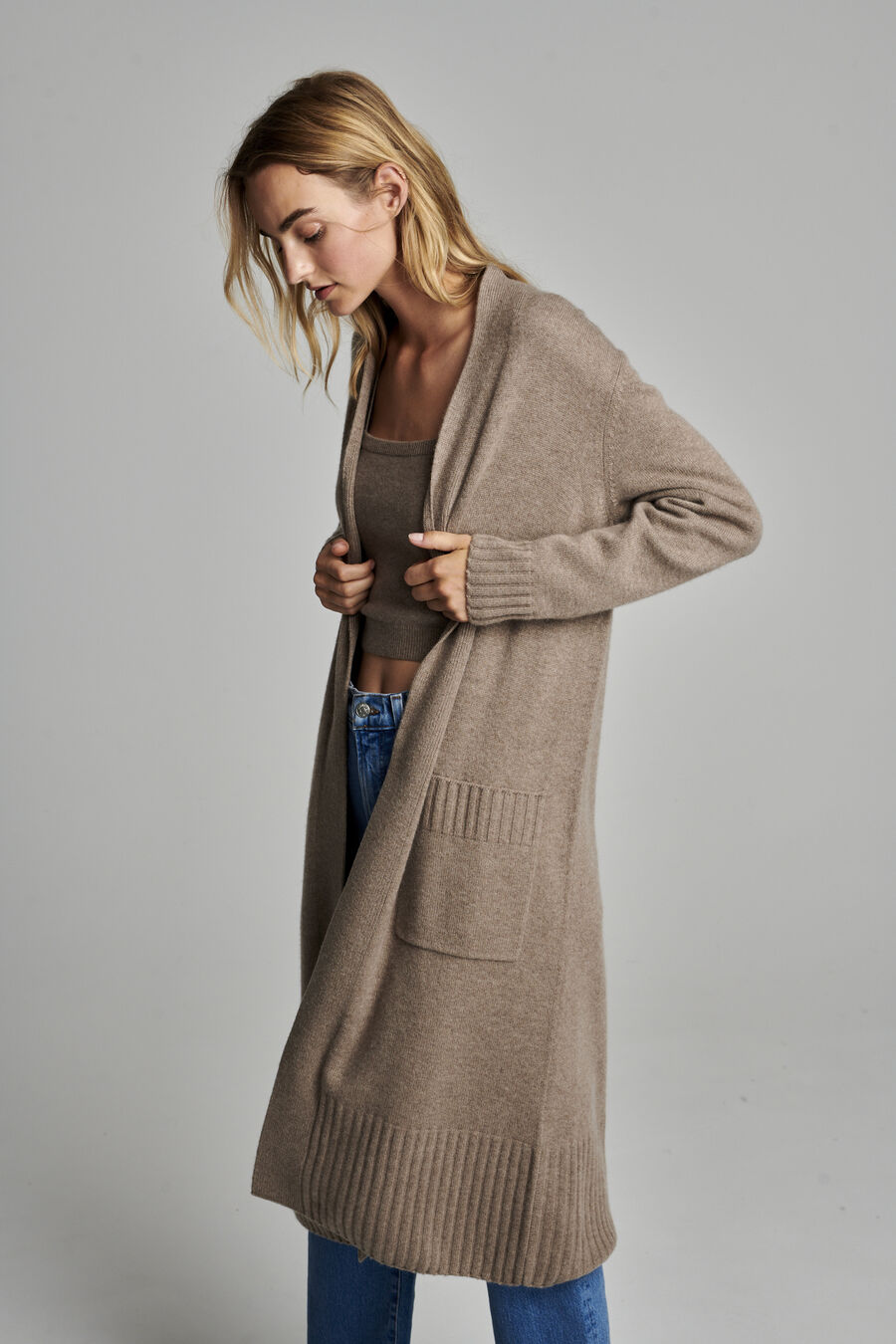Cashmere vest met geribde sjaalkraag image number 5