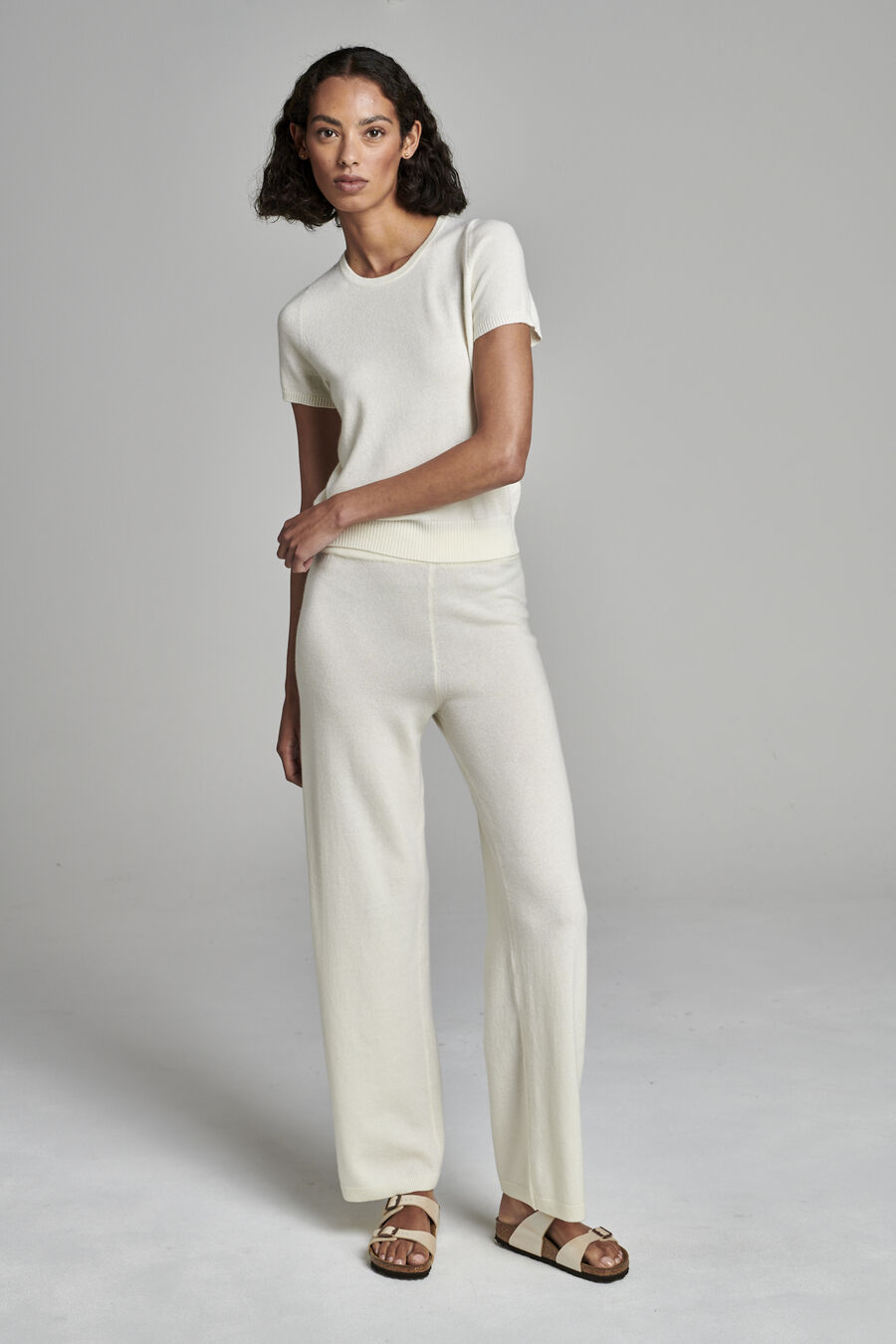 Wijde cashmere broek image number 1