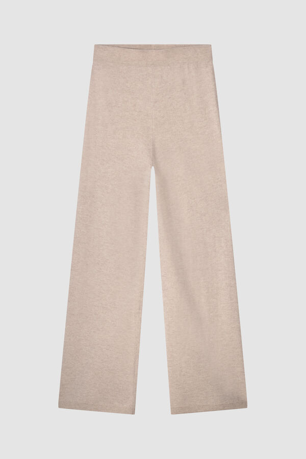 Wide organic cashmere knitted pants