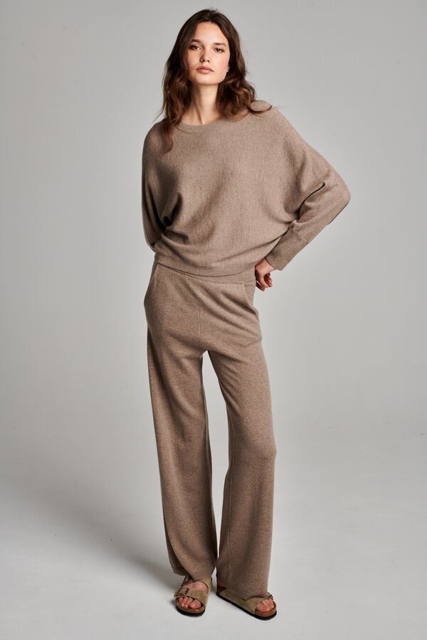 Wide organic cashmere knitted pants
