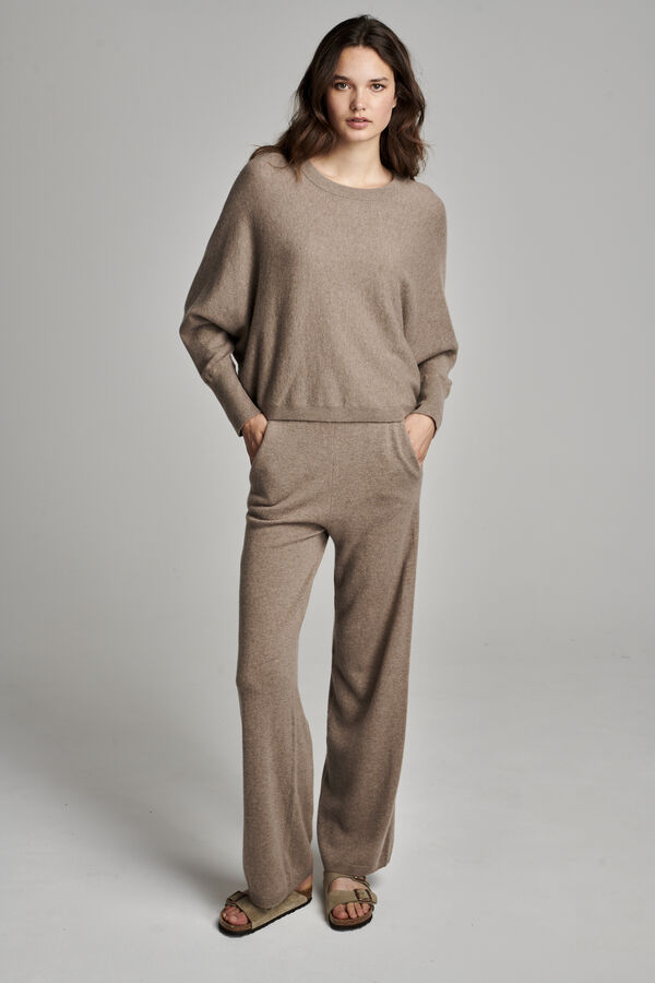 Wide organic cashmere knitted pants