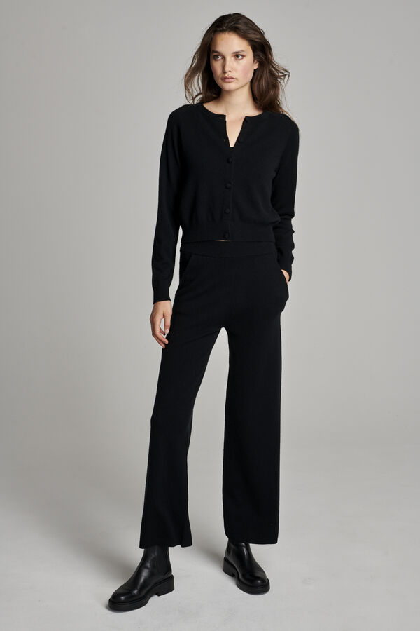 Wide organic cashmere knitted pants