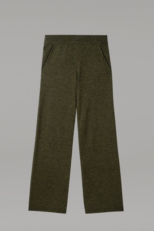 Wide organic cashmere knitted pants