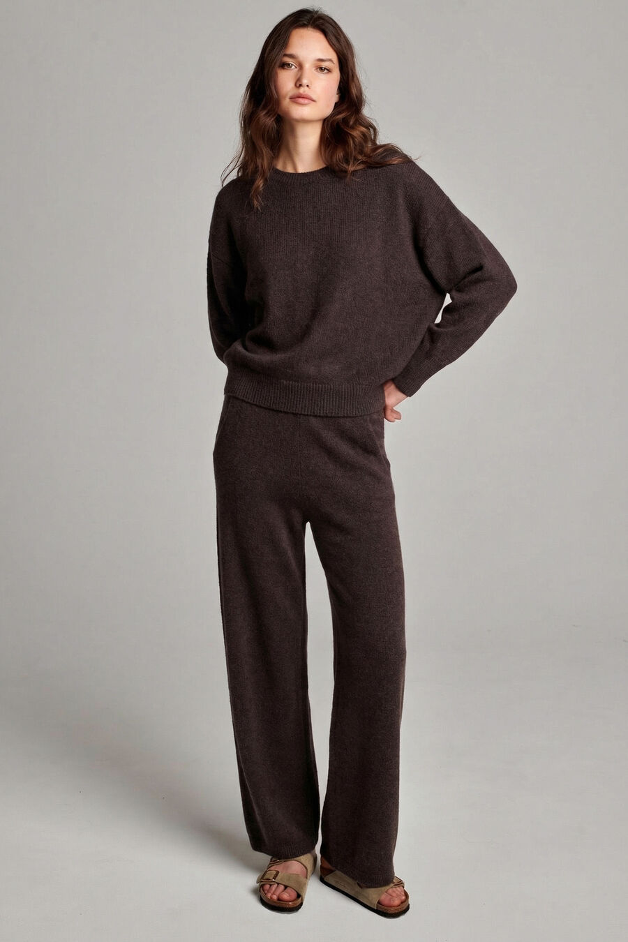 Wijde cashmere broek image number 0