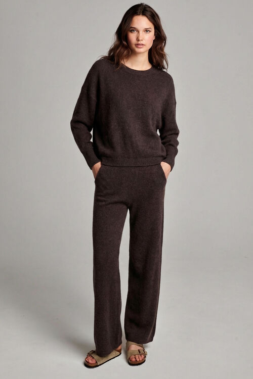 Wijde cashmere broek