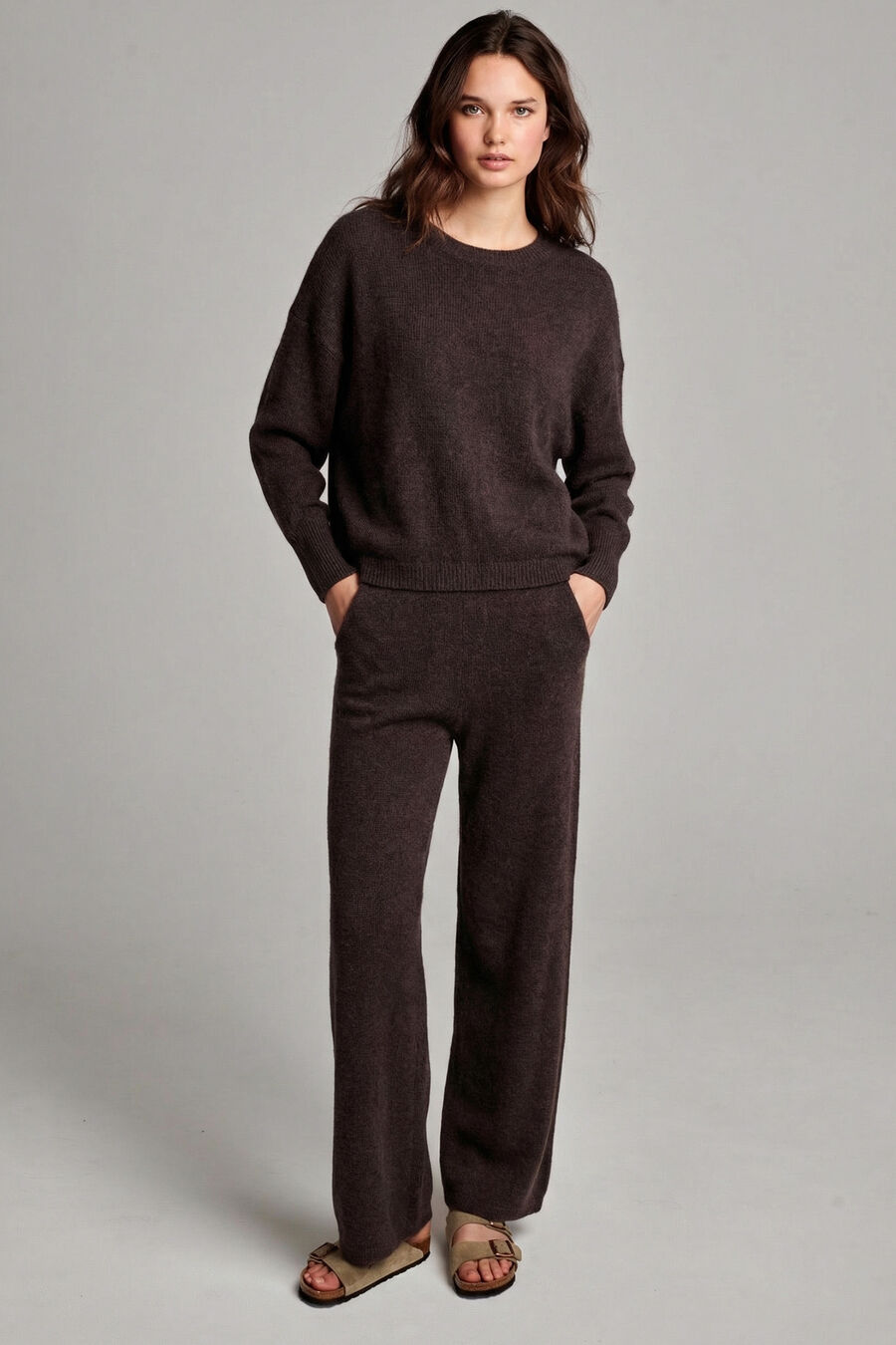 Wijde cashmere broek image number 1