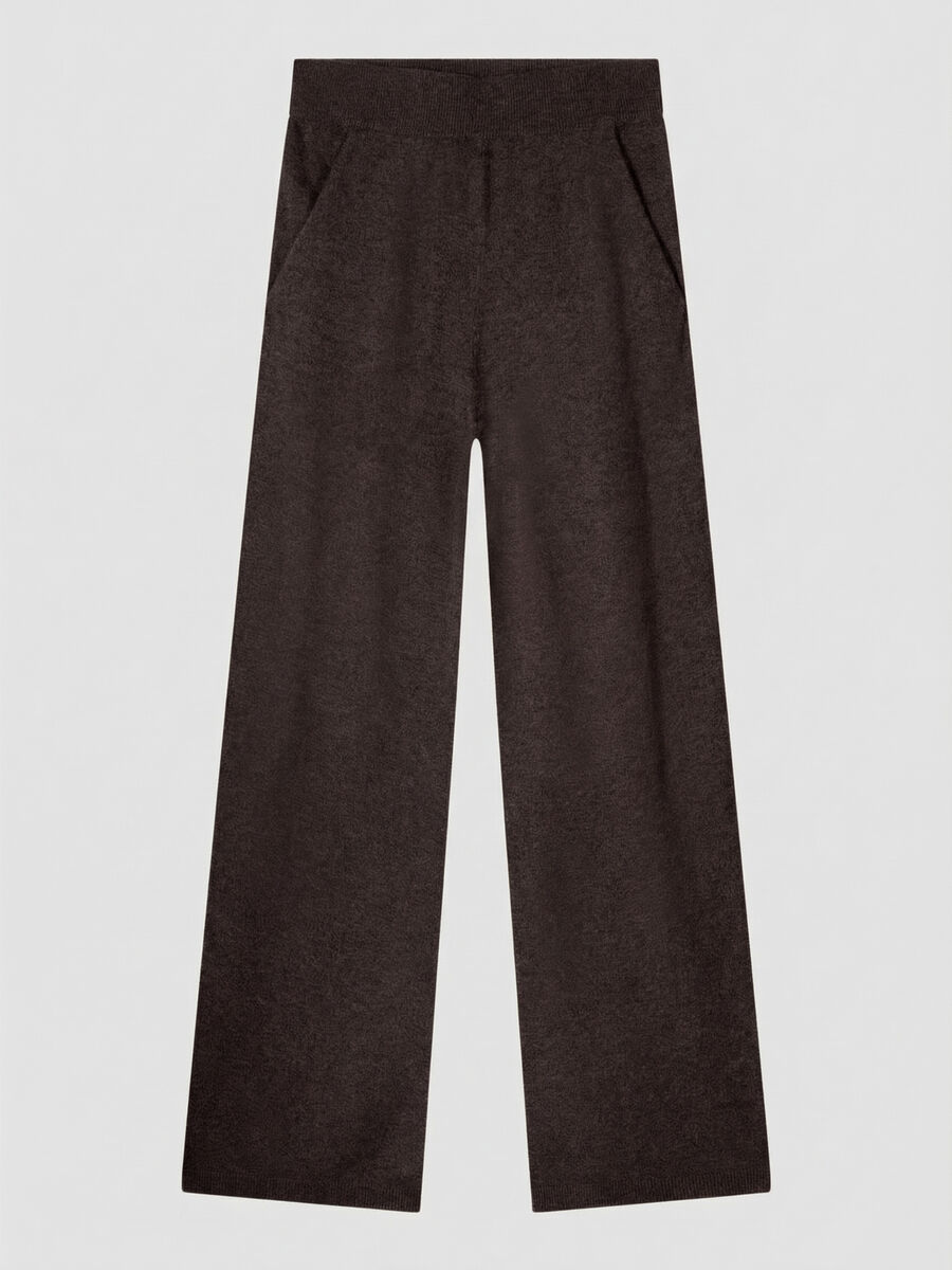 Wide organic cashmere knitted pants image number 3