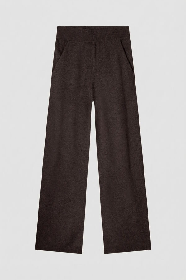 Wide organic cashmere knitted pants image number 3