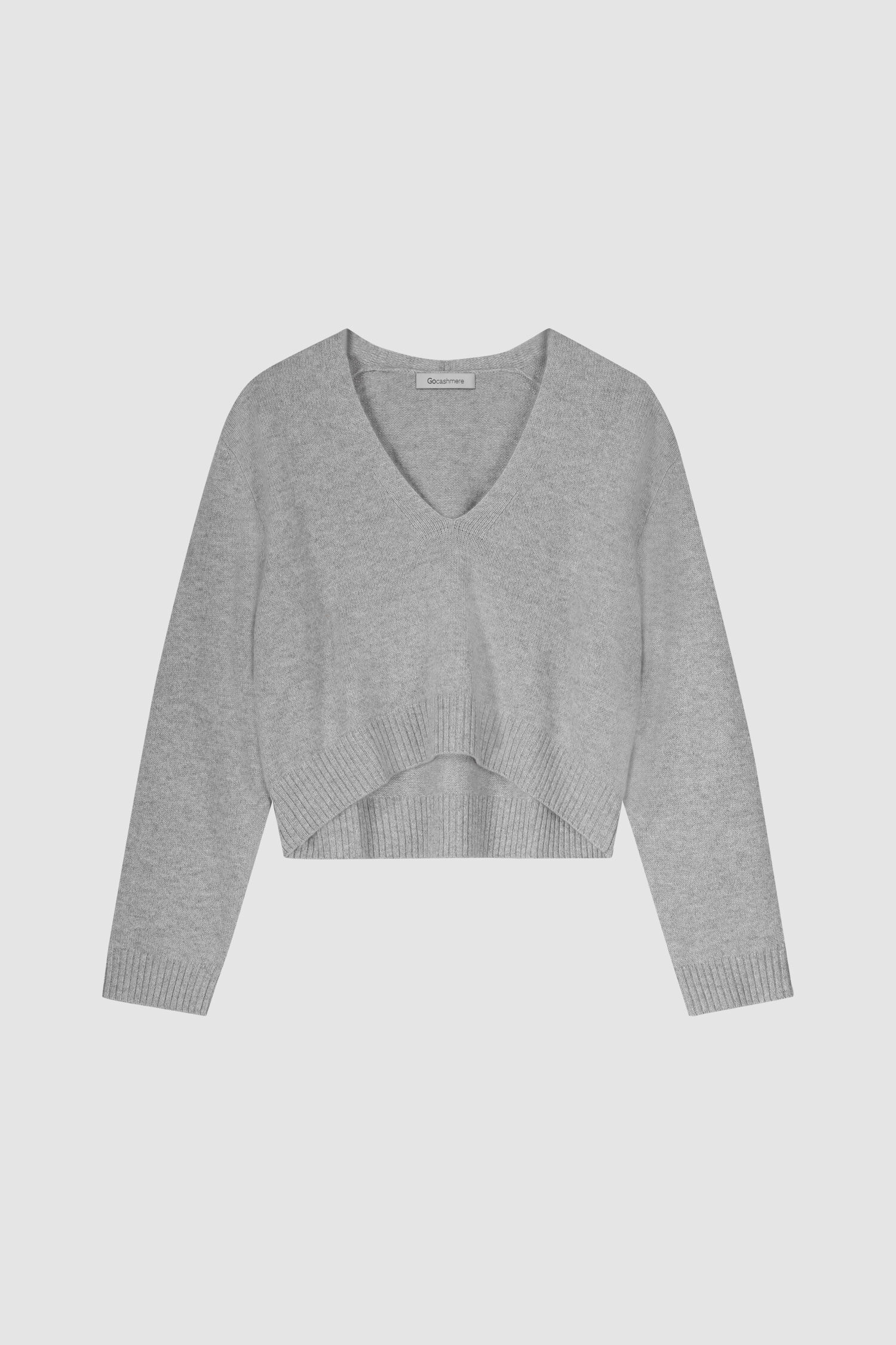 Cropped cashmere sweater with deep V neck GoCashmere