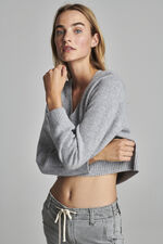 Cropped cashmere sweater with deep V-neck image number 6