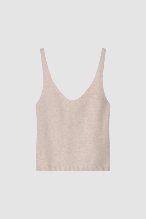 Gebreide top met diepe V-hals van biologisch cashmere