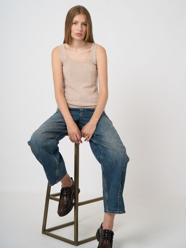 Organic cashmere round neck top