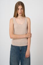 Gebreide cashmere top met ronde hals image number 2