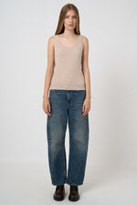 Gebreide cashmere top met ronde hals image number 4