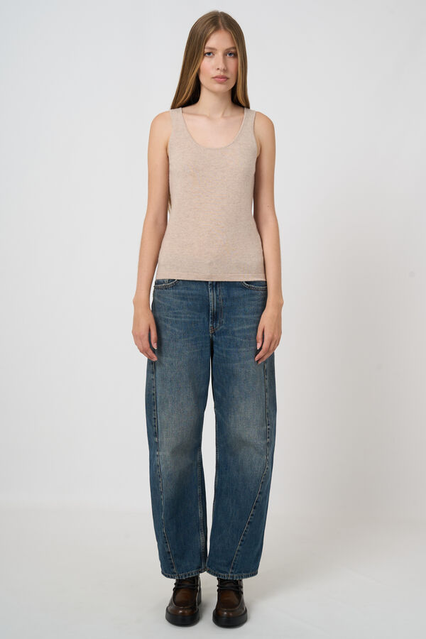 Gebreide cashmere top met ronde hals image number 4