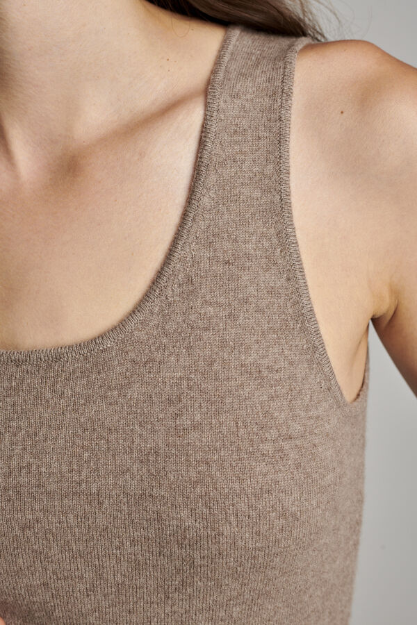 Gebreide cashmere top met ronde hals image number 3