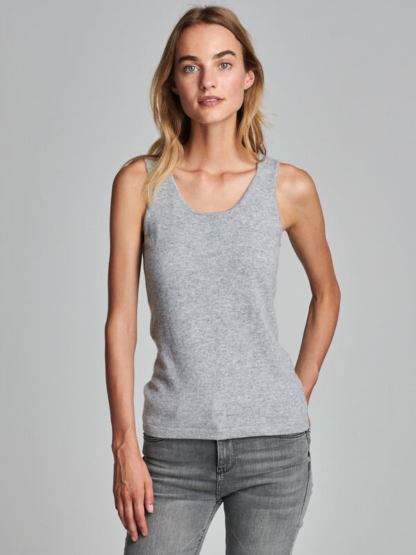 Organic cashmere round neck top