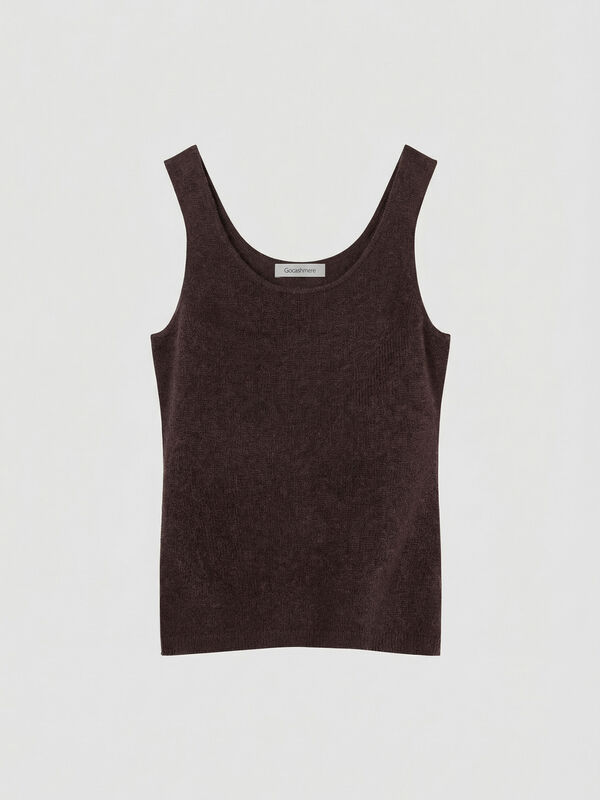 Organic cashmere round neck top