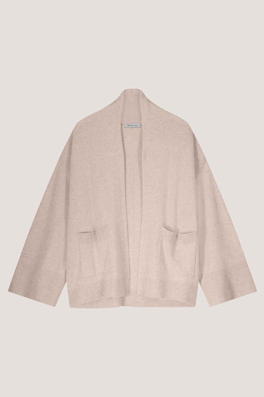 Open cashmere vest met wijde mouwen en zakken image number 1