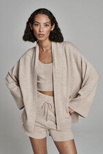Open cashmere cardigan with wide sleeves and pockets image number 2