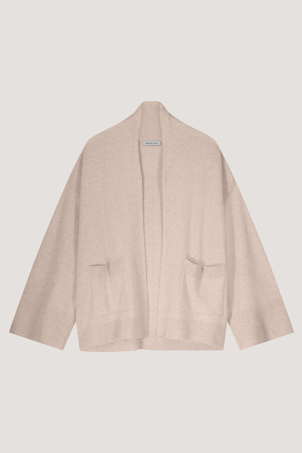 Open cashmere cardigan with wide sleeves and pockets image number 6