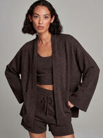 Open cashmere cardigan with wide sleeves and pockets image number 0