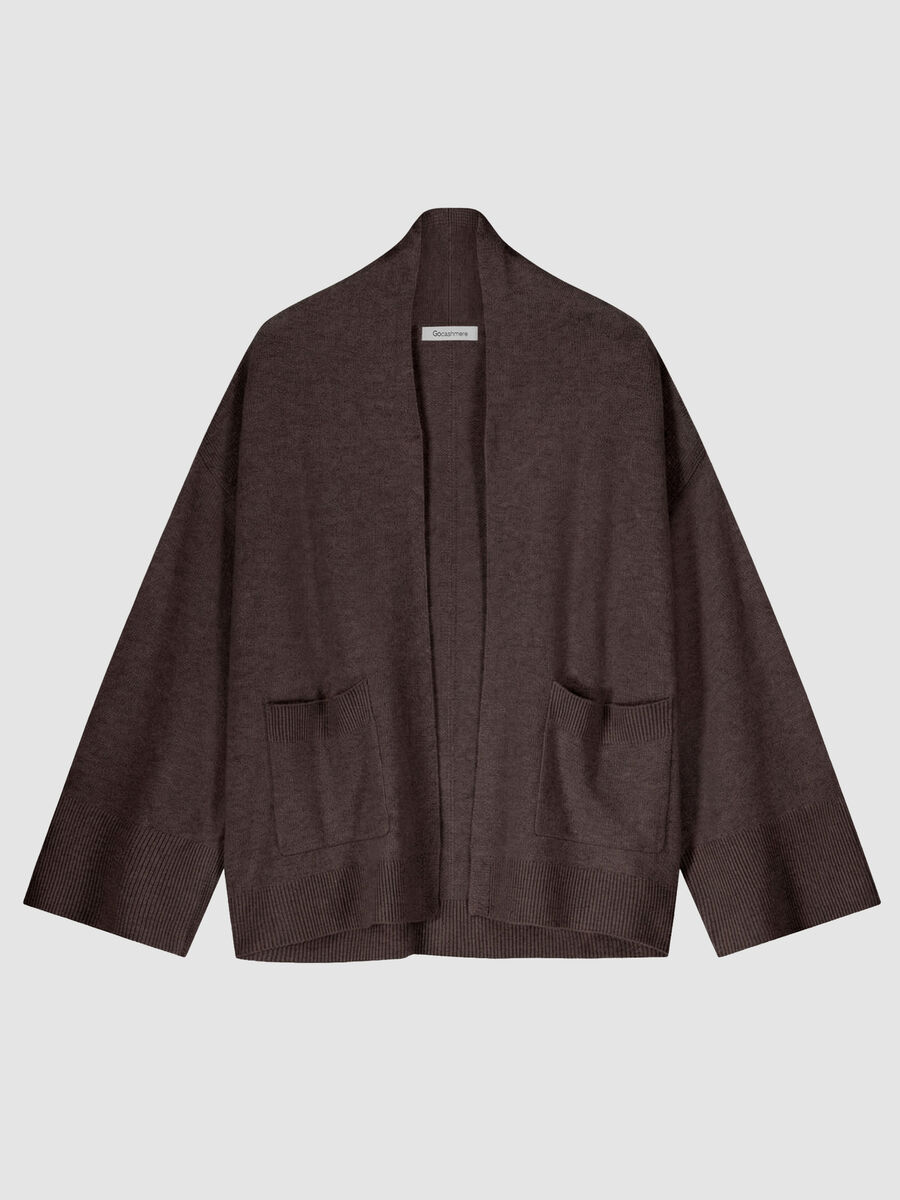 Open cashmere cardigan with wide sleeves and pockets image number 4