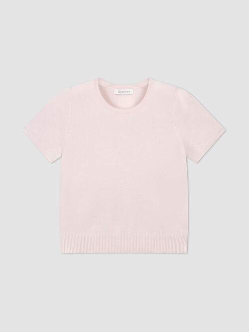 Fijn gebreid biologisch cashmere sweater met korte mouw
