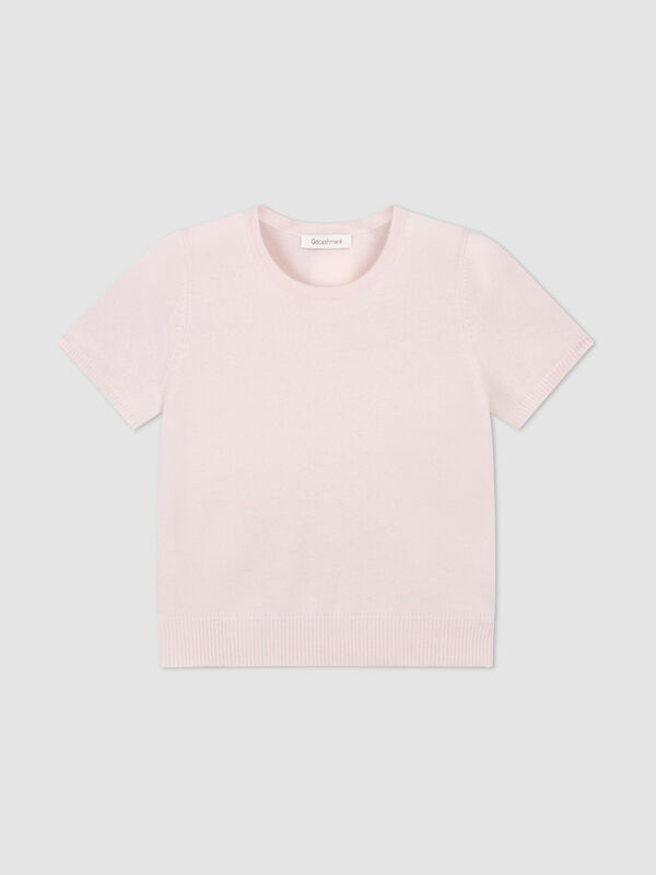 Fijn gebreid biologisch cashmere sweater met korte mouw