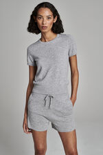 Organic cashmere fine knit short sleeve sweater image number 2