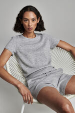 Organic cashmere fine knit short sleeve sweater image number 4