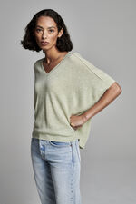 Oversized gebreid cashmere sweater met V-hals image number 3