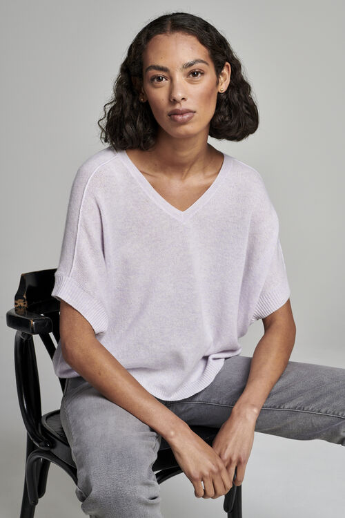 Oversized lightweight cashmere knit T-shirt