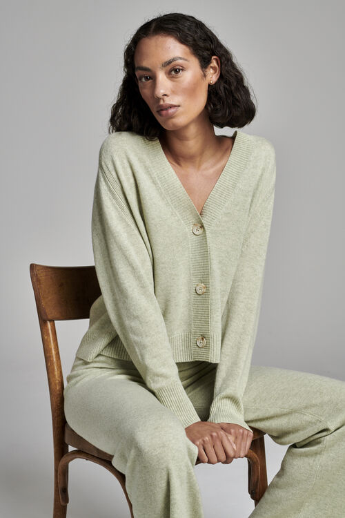 Loose fit kort vest van cashmere met V-hals