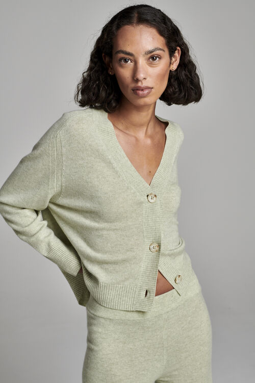 Loose fit kort vest van cashmere met V-hals