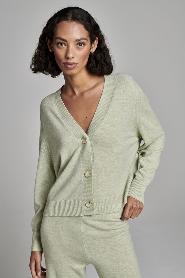 Cardigan ample à col en V en cachemire image number 4