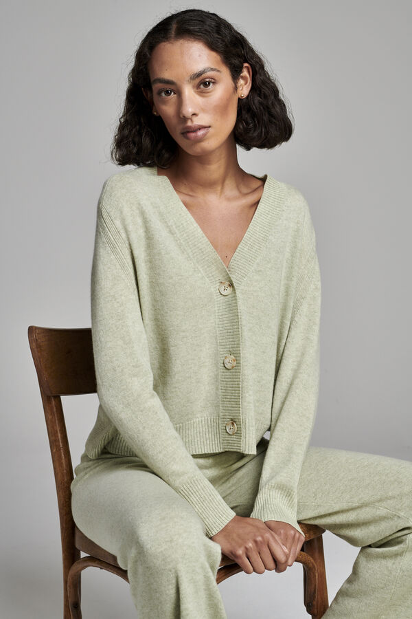 Cardigan ample à col en V en cachemire image number 5