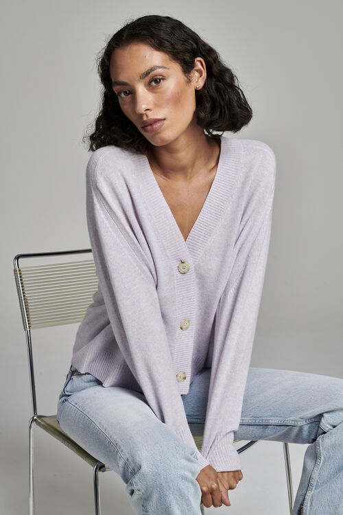 Loose fit kort vest van cashmere met V-hals