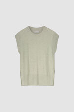 Sleeveless round neck cashmere sweater with side slits image number 1