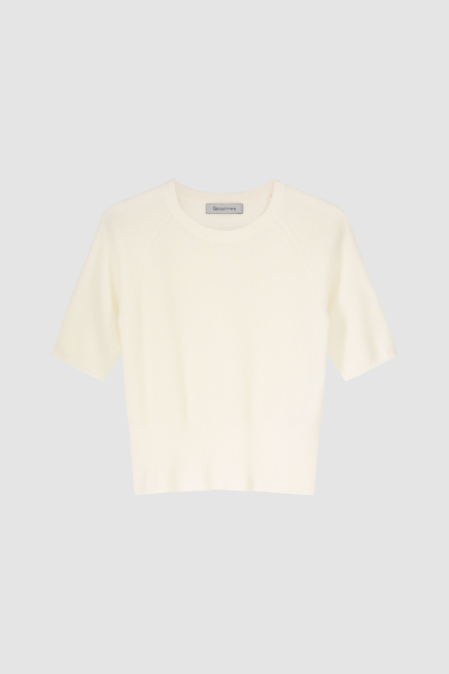 Cashmere rib knit short sleeve sweater | GoCashmere