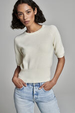 Geribd sweater met korte mouwen van cashmere image number 2