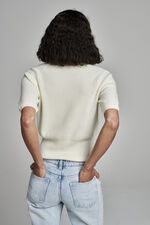 Cashmere rib knit short sleeve sweater image number 3