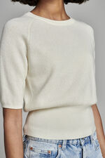 Cashmere rib knit short sleeve sweater image number 4