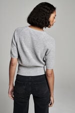 Cashmere rib knit short sleeve sweater image number 2