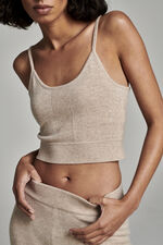 Knitted cashmere crop top with pointelle details image number 4