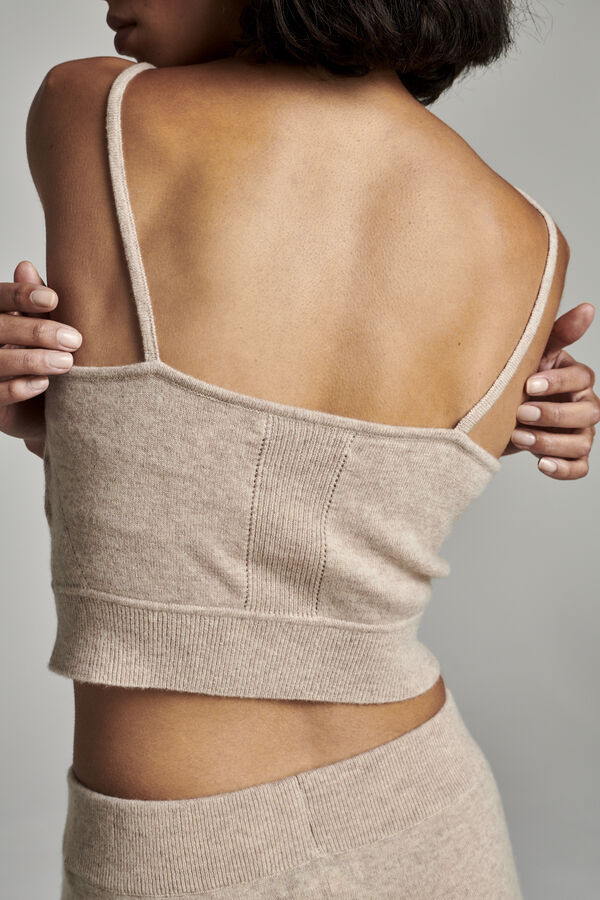 Knitted cashmere crop top with pointelle details image number 7