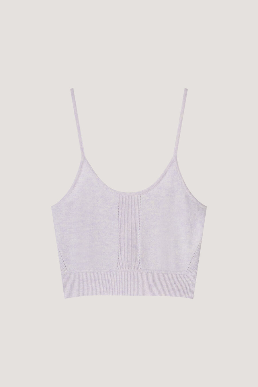 Crop top en cachemire avec détails en pointelle image number 2