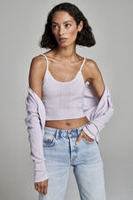 Knitted cashmere crop top with pointelle details image number 6