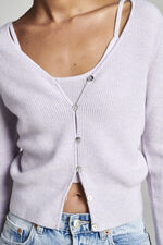 Fine rib knit cashmere V-neck cardigan image number 1